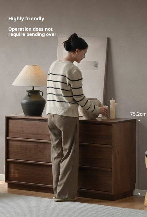 Black Walnut, Sandalwood, Oak Solid Wood Skeleton Line Chest of Drawers