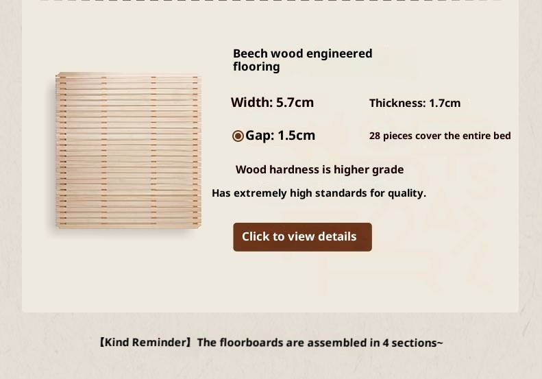 Poplar Solid Wood Bed, French Retro Style Piano Key Bed