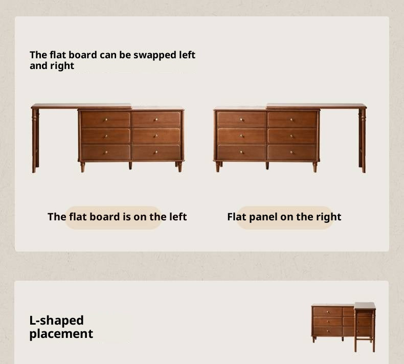 Poplar Solid Wood French Retro Style Dressing Table