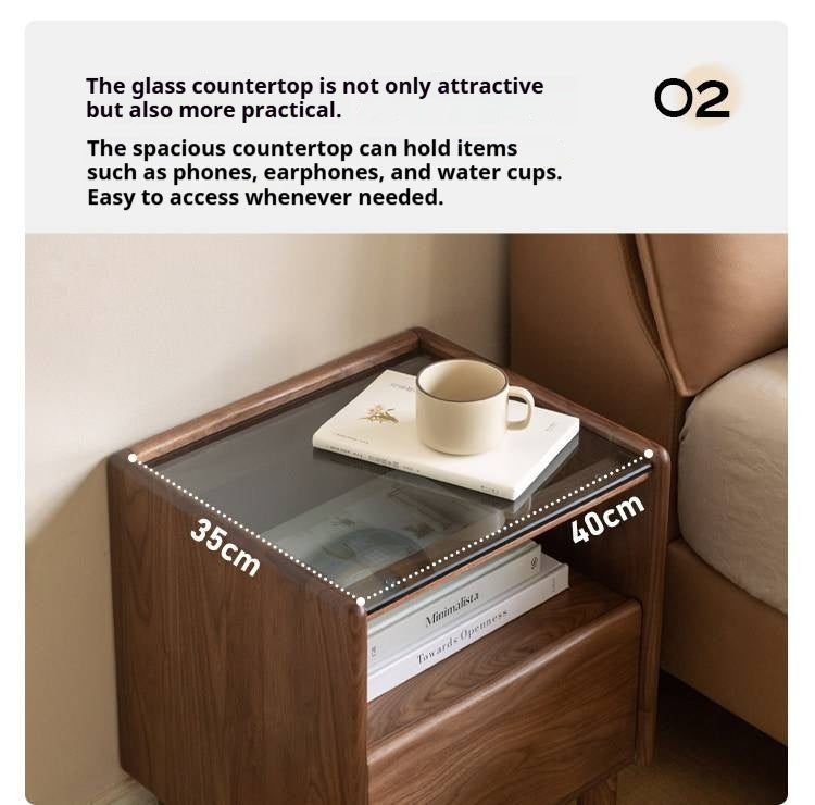 Black Walnut, Catalpa, Sandalwood Solid Wood Nightstand Modern Minimalist