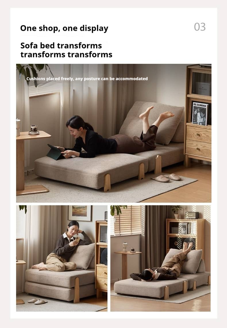 Armless Folding Sofa Bed with Wood Legs