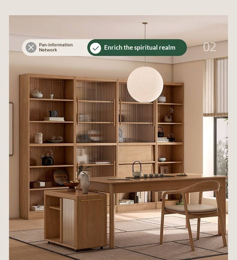 Ash, Oak, Cherry Solid Wood Bookshelf Integrated Wall-Mounted Minimalist