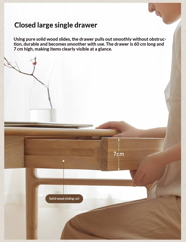 Ash Solid Wood Minimalist Modern Computer Desk