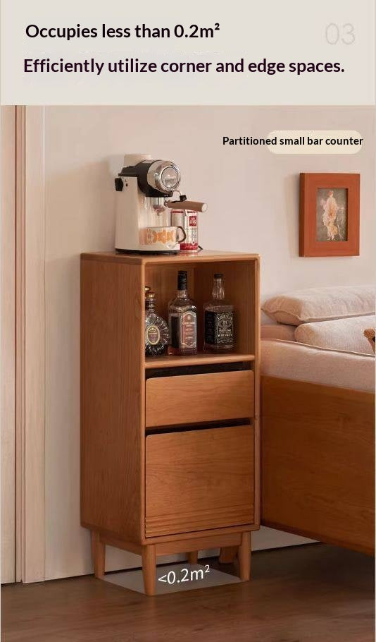 Cherry Solid Wood Wall-Mounted Side Cabinet Modern Minimalist Style