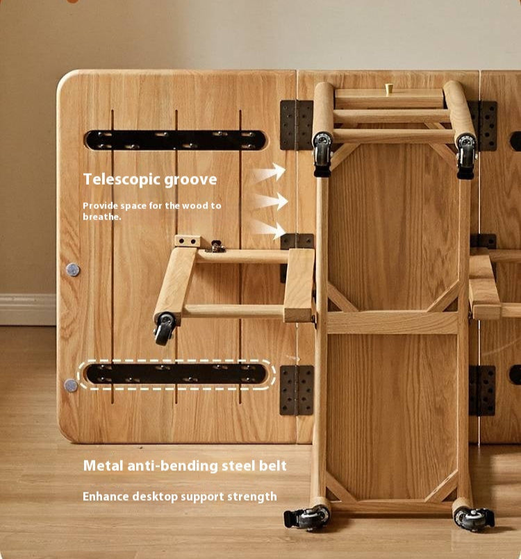 Oak Solid Wood Nordic Folding Rock Plate Dining Table