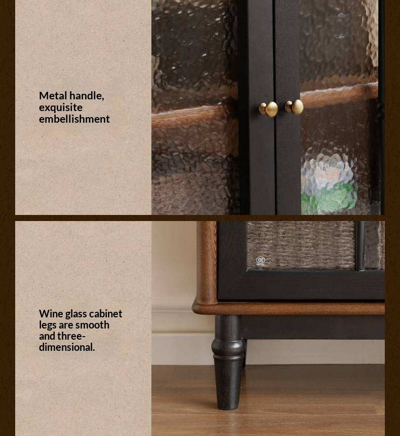 Ash Solid Wood Sideboard with American Retro Style and Storage Cabinet