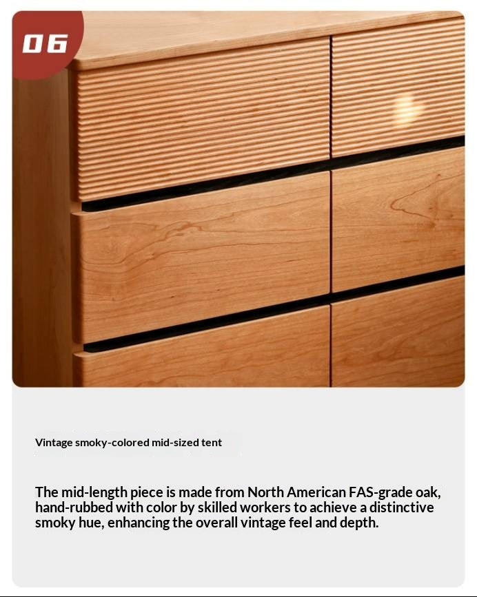 Cherry Solid Wood Six-Drawer Chest, Storage Chest