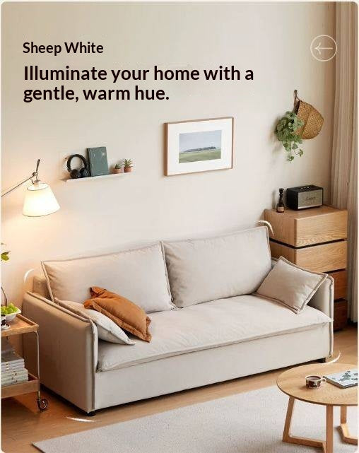 Cream-style washable fabric sofa with relaxed silhouette