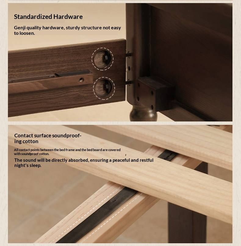 Ash Solid Wood Bed — American Retro Style