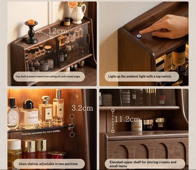 Black Walnut Solid Wood French Retro Multifunctional Vanity Table