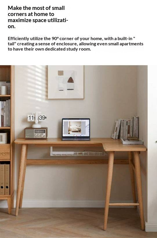 Oak Solid Wood Corner Table Study Office Desk