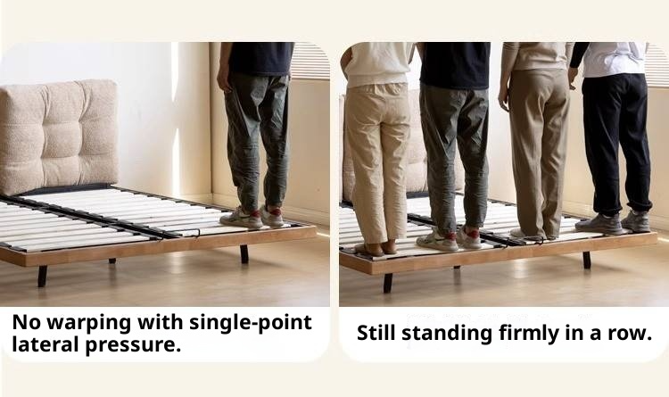 Rubberwood Solid Wood Floating Soft Upholstery Bed