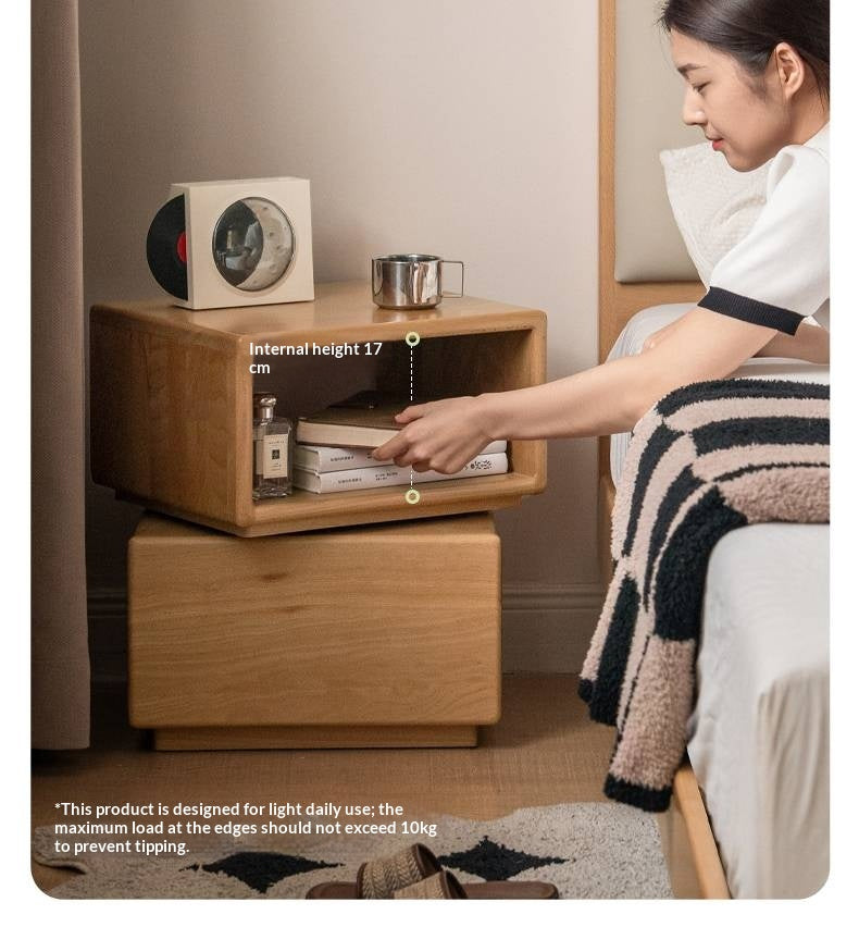 Beech Solid Wood Floor Rotating Side Table