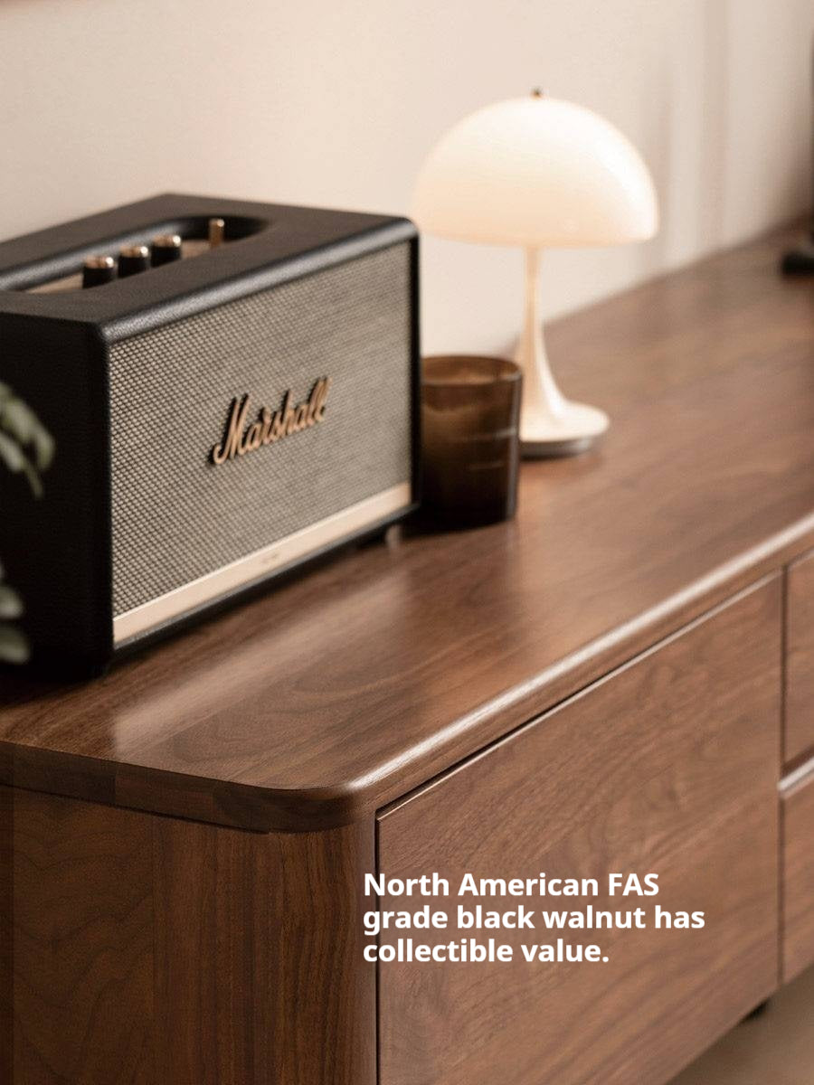 Black Walnut, Solid Sandalwood TV Cabinet Modern Simple.