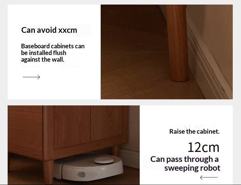 Cherry Solid Wood Retro Retractable Computer Desk