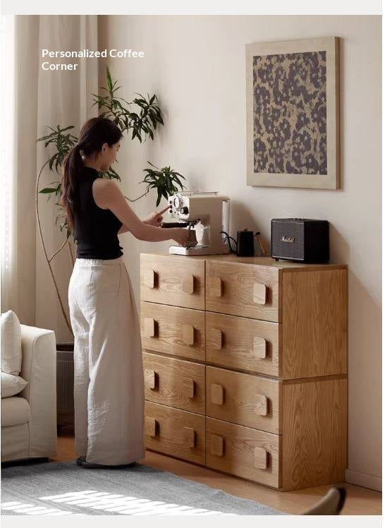 Ash Solid Wood Floor-Standing Module Combination TV Stand