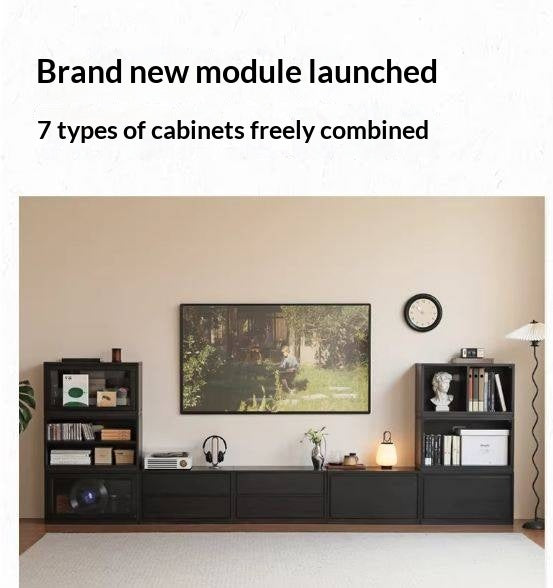 Oak Solid Wood TV Stand Combination Bookcase