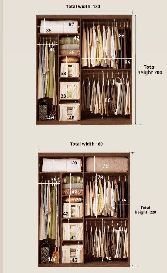 Oak Solid Wood, Solid RubberWood  Modern Style Wardrobe