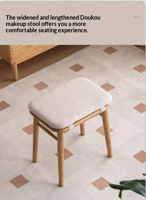 Ash Solid Wood Square Makeup Stool