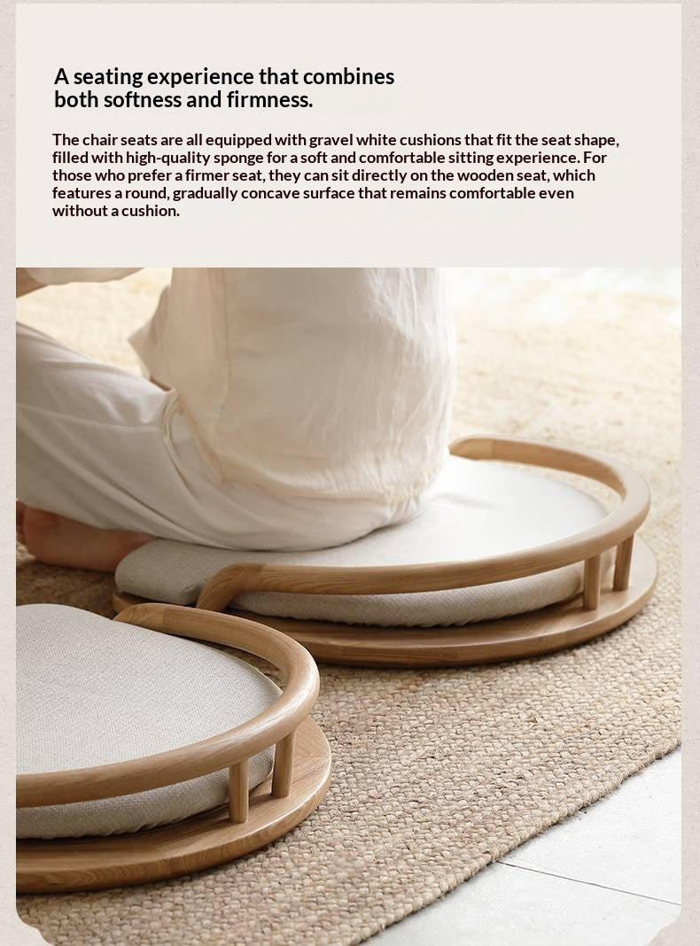 Ash Solid Wood Backrest Legless Low Tatami Chair