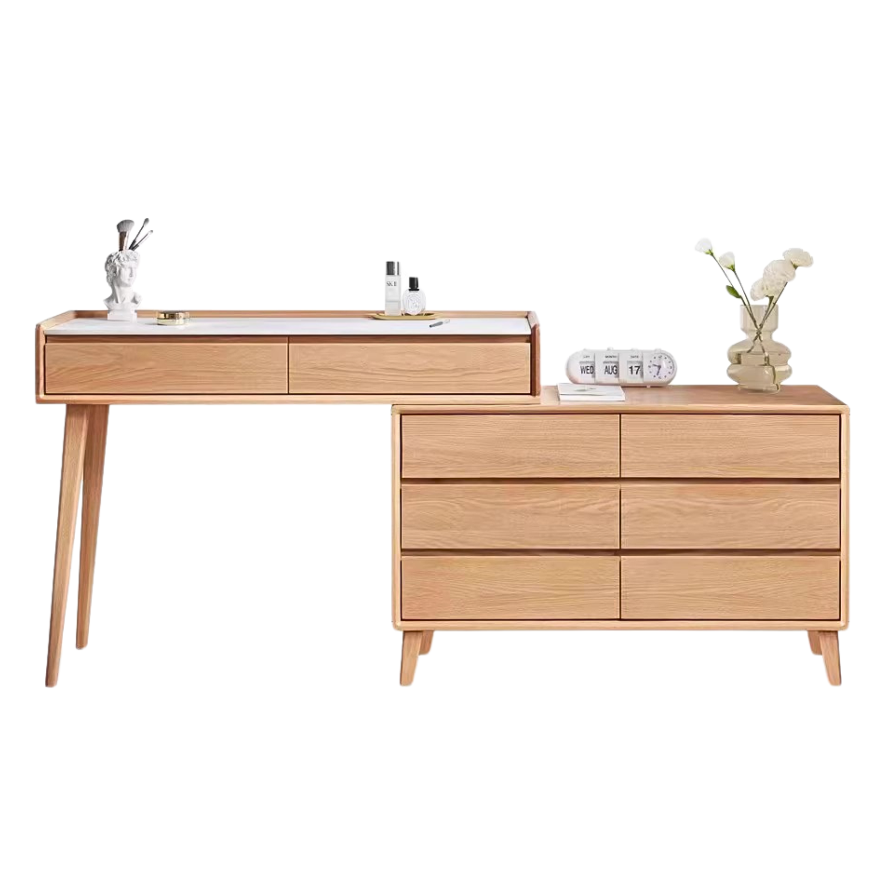 Oak solid wood Modern Simple Rock Board Dressing Table