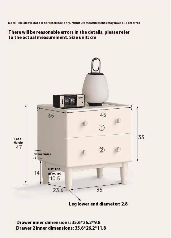 Solid Rubberwood Modern Nightstand
