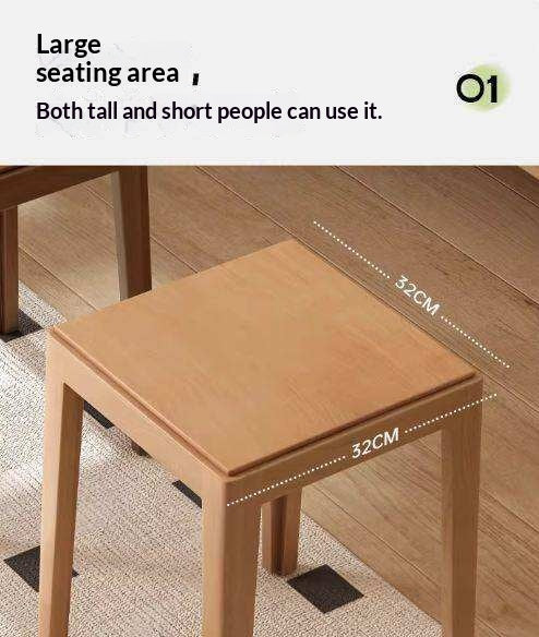 Beech Solid Wood Stackable Stool with Nordic Minimalist Design