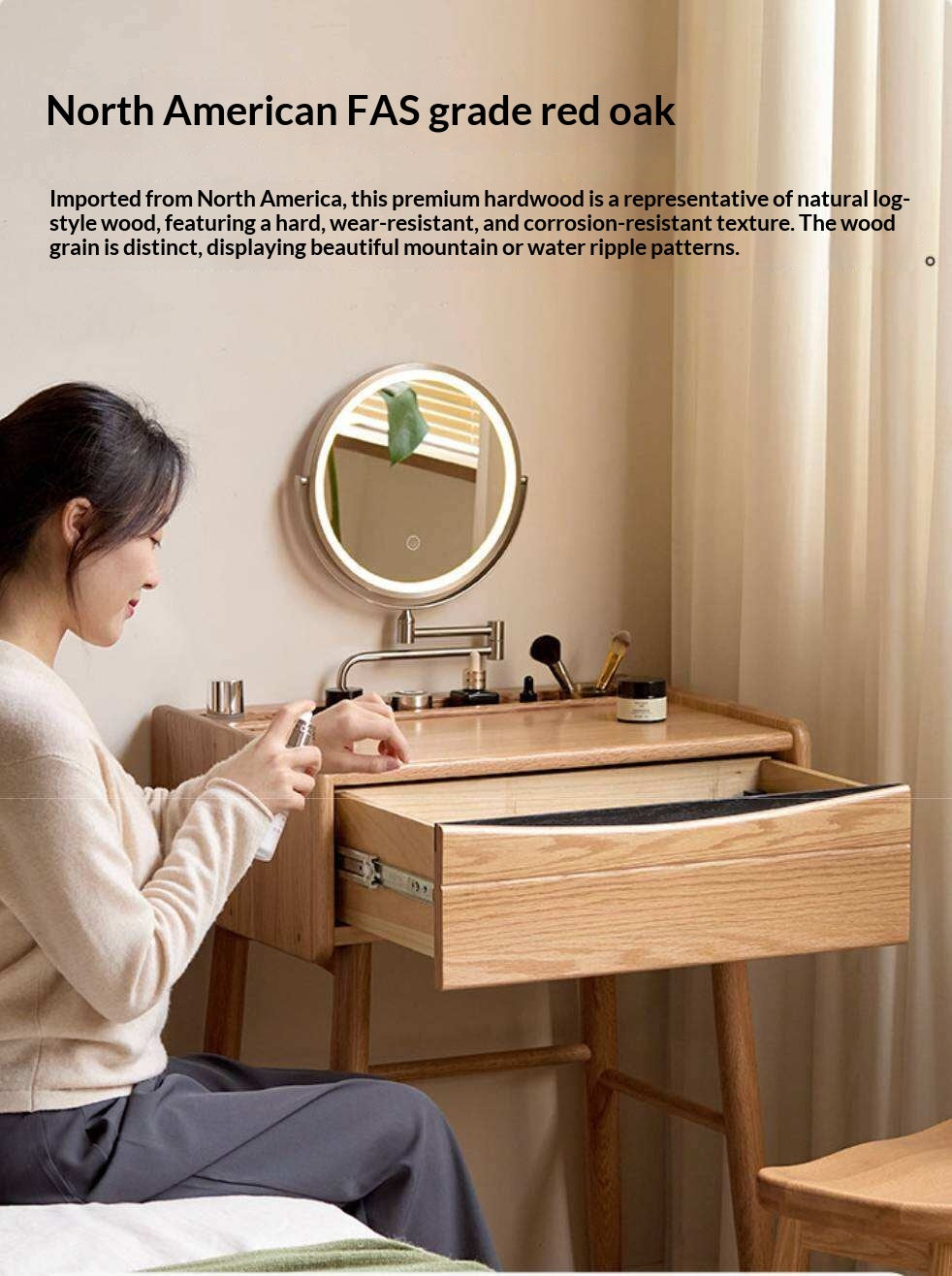 Oak Solid Wood Modern Simple Vanity Table