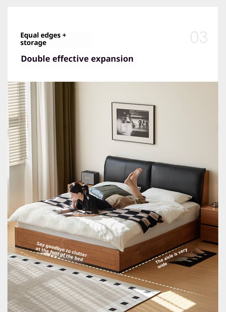 Cherry Solid Wood Box Bed Vintage Style