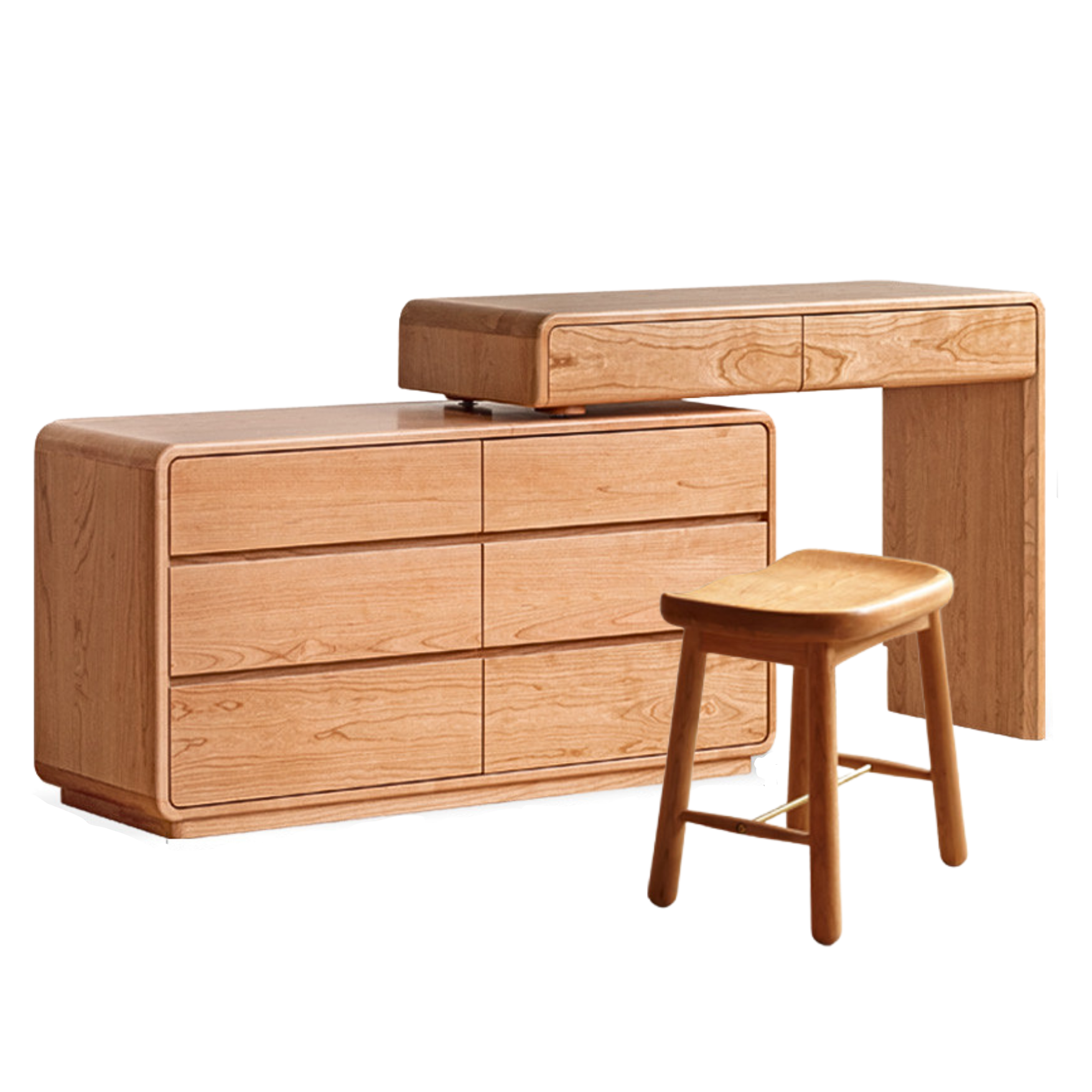 Cherry Solid Wood Retractable Dressing Table