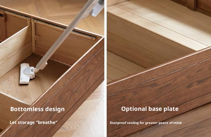 Oak Solid Wood Modern Minimalist Multifunctional with Light Box Bed