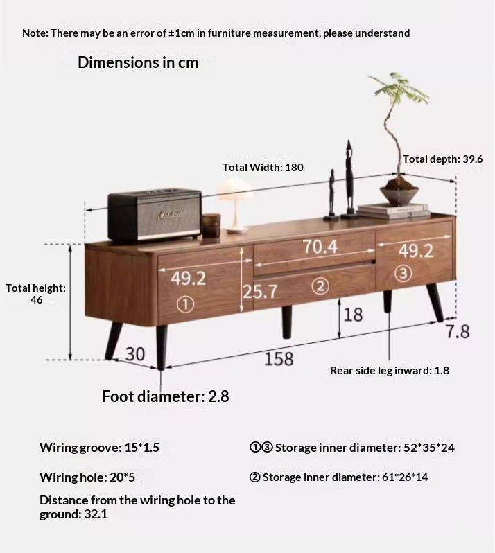 Black Walnut, Solid Sandalwood TV Cabinet Modern Simple.