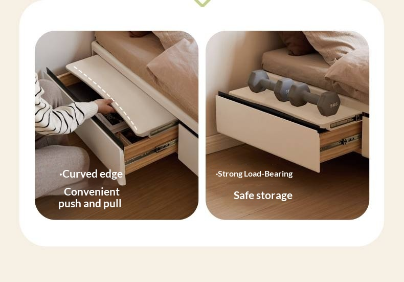 Rubberwood Solid Wood Platform Bed, Headboard-Free Box Bed