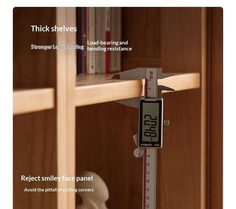 Cherry Solid Wood Floor-Standing Bookcase with Modern Shelving