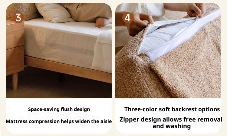 Rubberwood Solid Wood Floating Soft Upholstery Bed