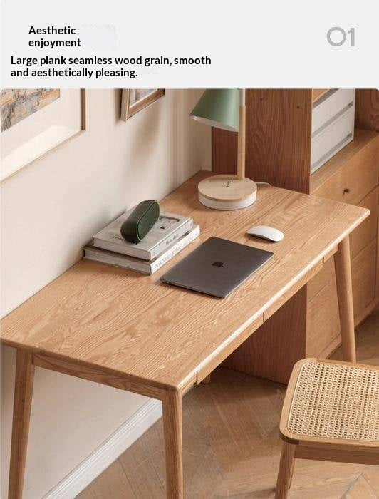 Oak Solid Wood Office Desk Spindle-Shaped Slanted Legs