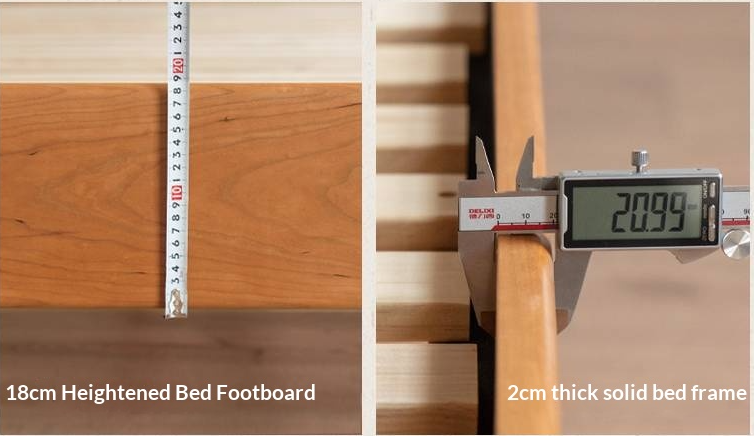 Cherry Solid Wood Fabric Upholstered Bed