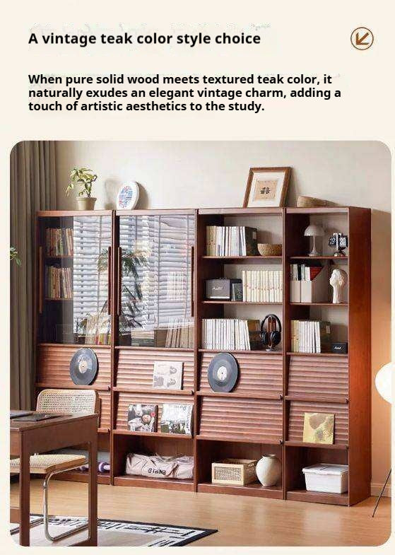 Solid Rubbewood Bookcase Household Storage.