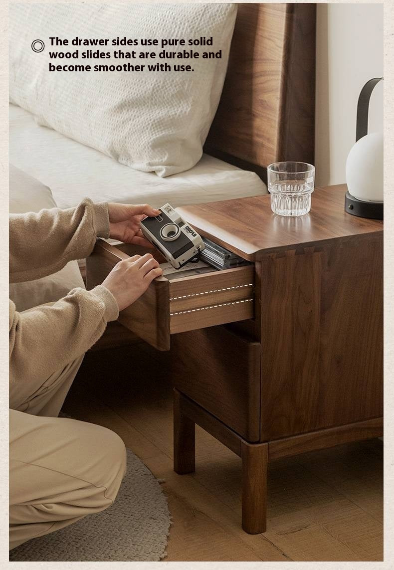 Black Walnut, Ash Solid Wood Storage Nightstand