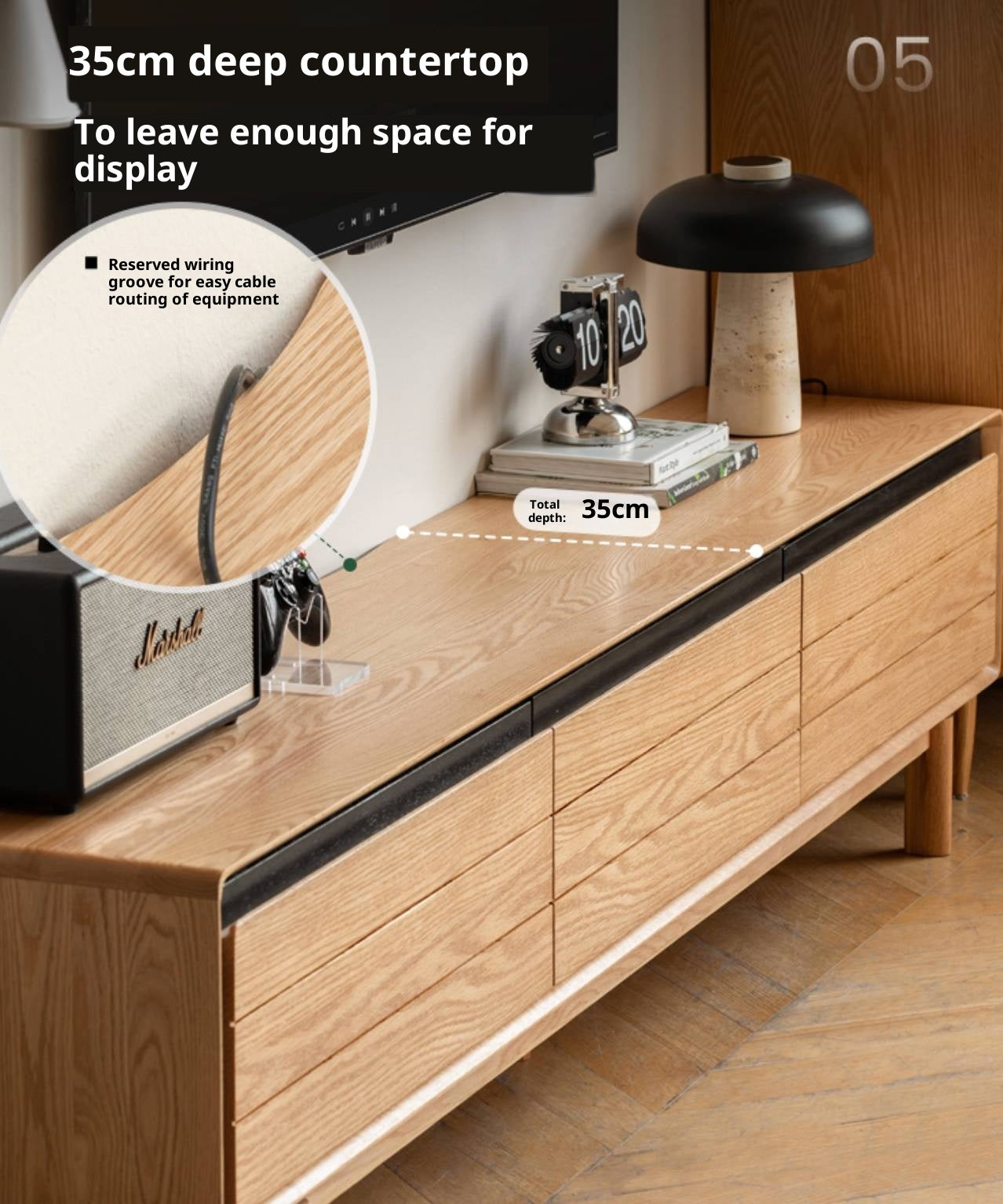 Oak Solid Wood Modern TV Cabinet.