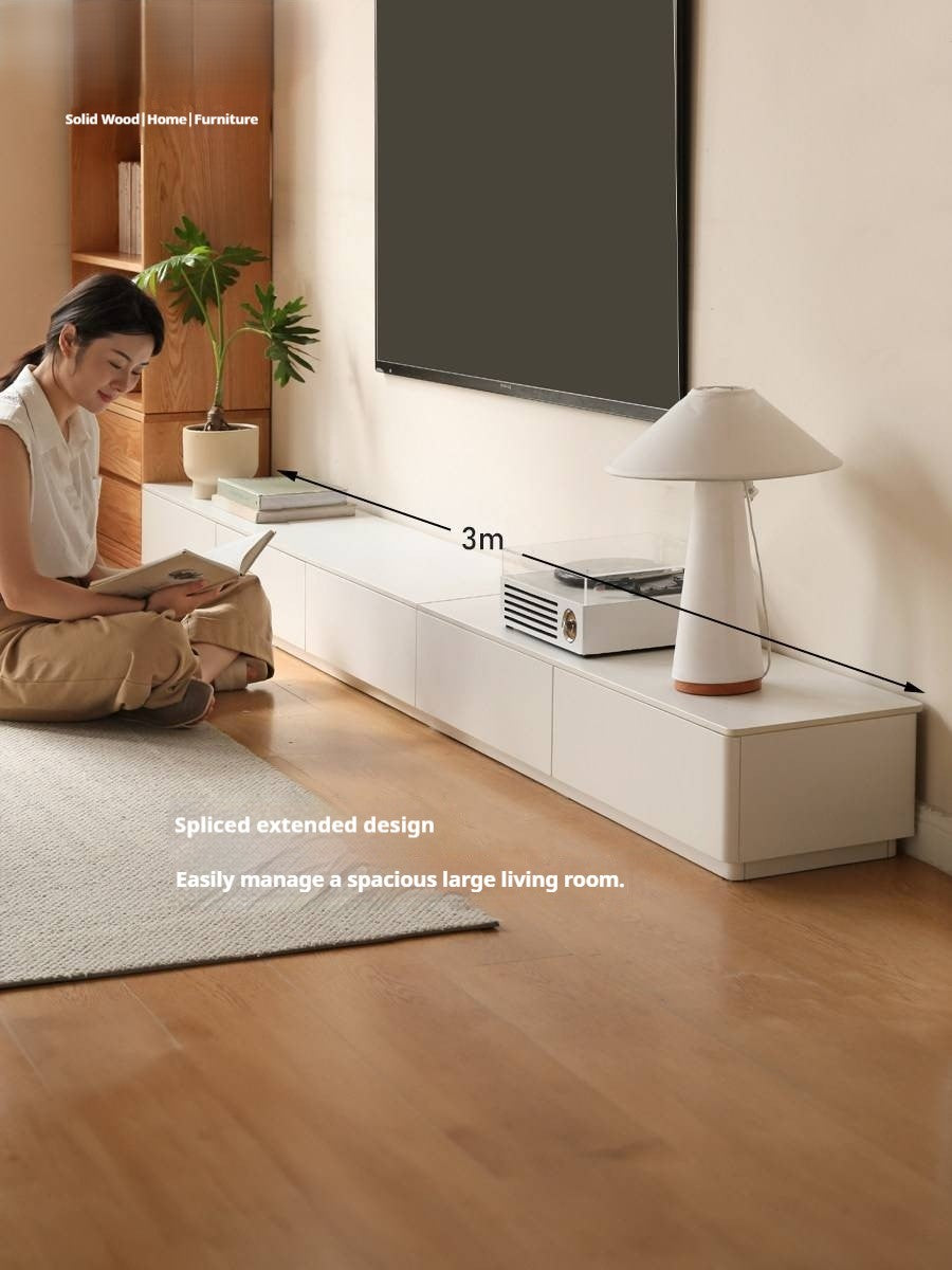 Solid RubberWood Floor Rock Plate TV Cabinet.