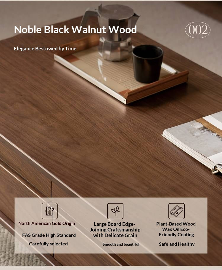 Black Walnut Solid Wood Modern Casual Coffee Table