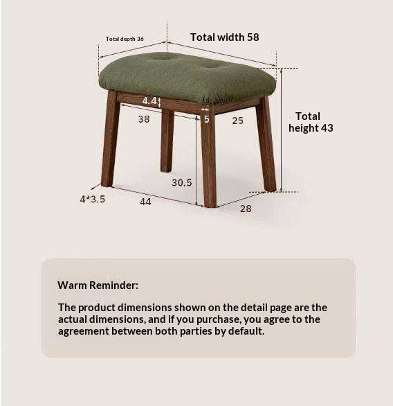 Oak Solid Wood, Fabric Sofa Footstool, Changing Stool