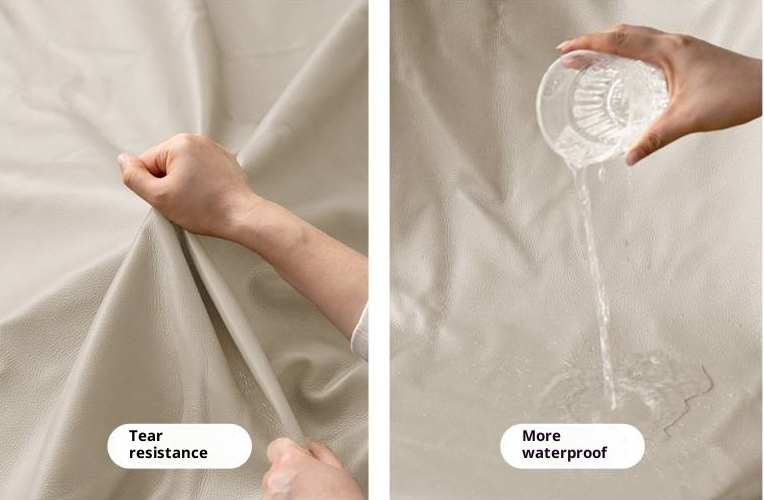 Genuine Leather Top Layer Cowhide Soft Suspension Bed with Lighting