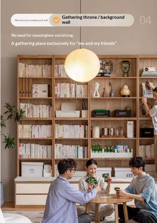 Oak Solid Wood Cream Style Bookcase