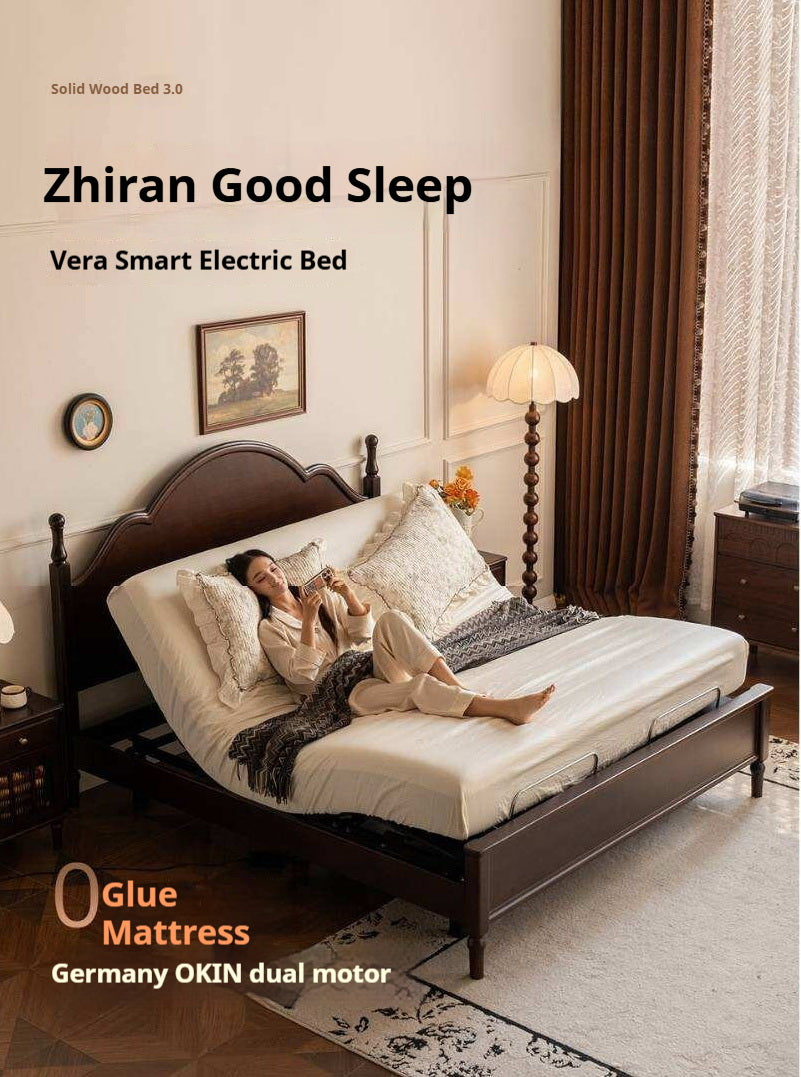Poplar Solid Wood Adjustable Bed Frame with Arched Spindle Post Headboard