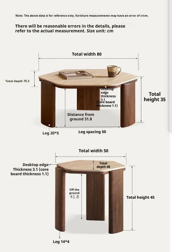 Sandalwood, Black Walnut Solid Wood Rock Plate Coffee Table