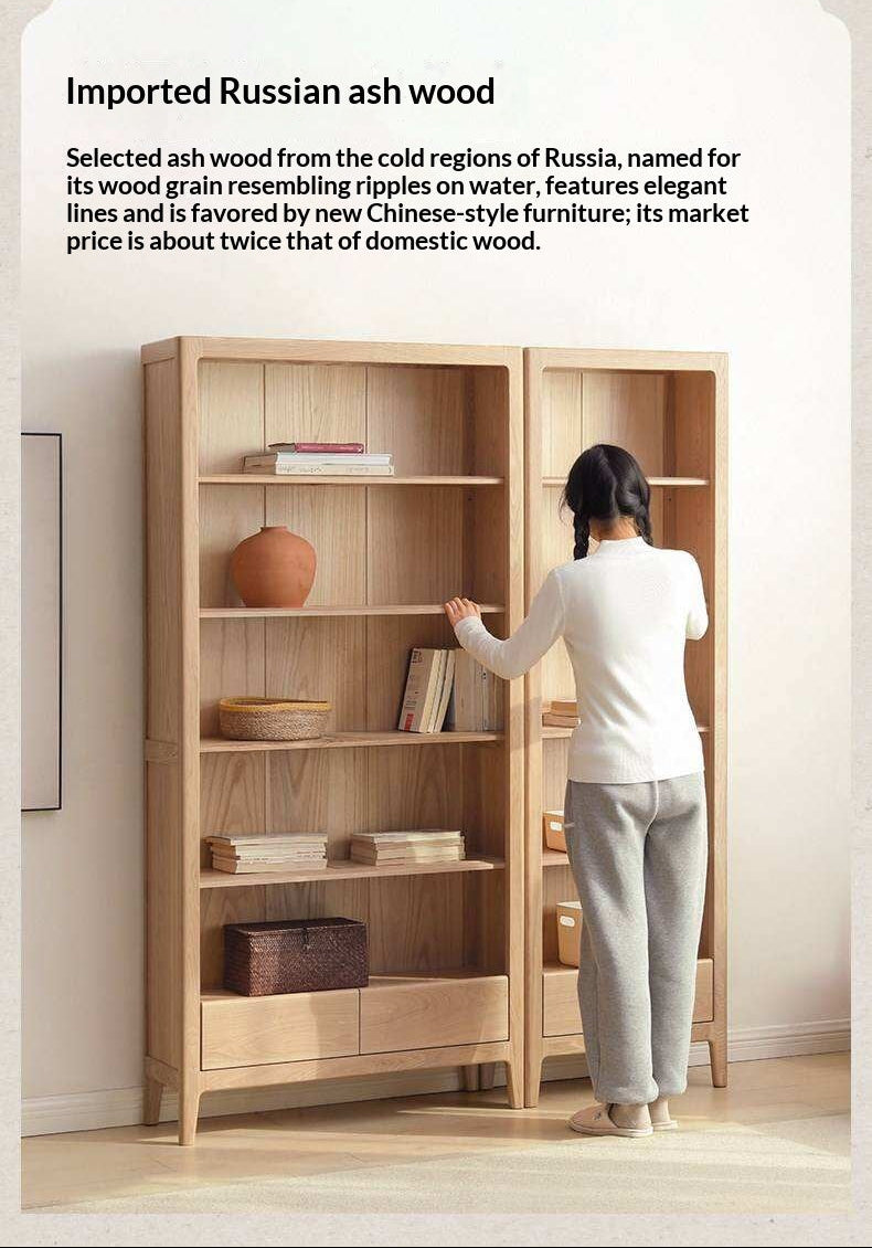 Ash Solid Wood Combination Bookcase Bookshelf