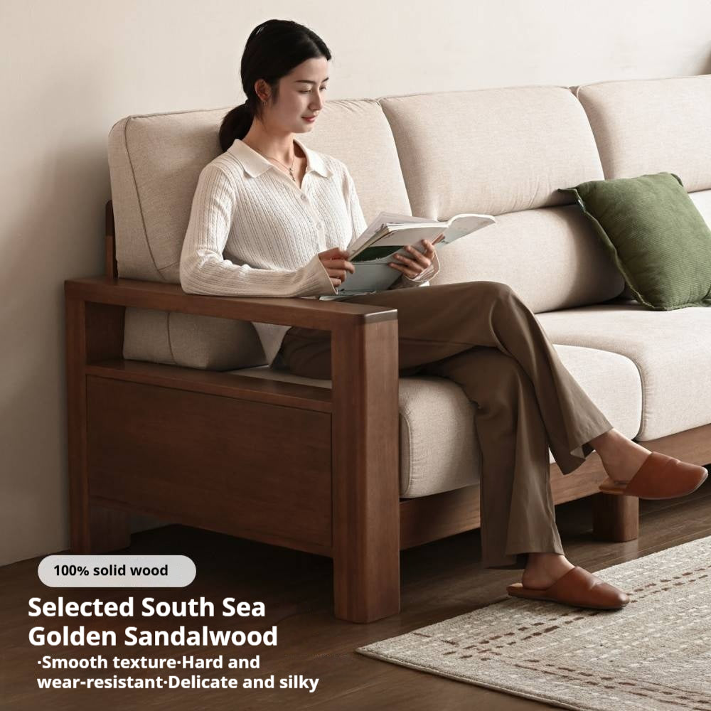 Sandalwood Solid Wood Fabric Sofa
