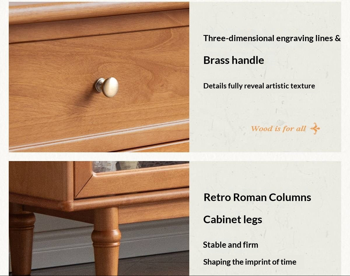 Birch Solid Wood French Country TV Console with Turned Legs